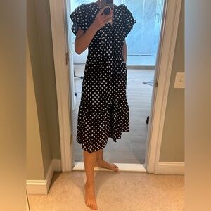 Who What Wear Black and White Polka Dot Midi Dress